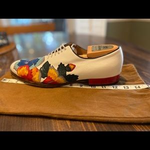 Auth Gucci *Rare* Leather Embroidered Dress Shoes